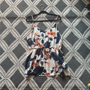 Blue and White Relaxed Asymmetrical Camisole